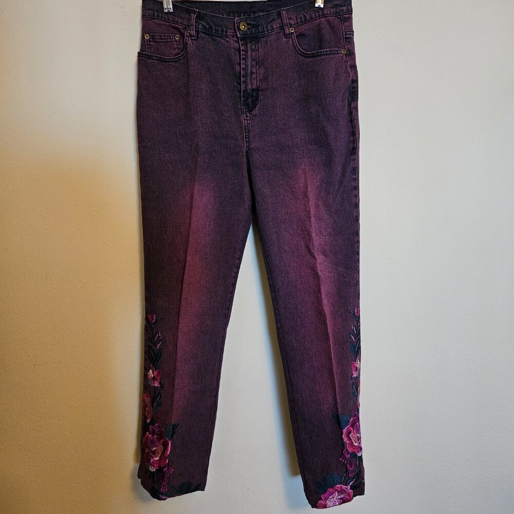 Diane Gilman DG2 Purple Ombre Embroidered Jeans